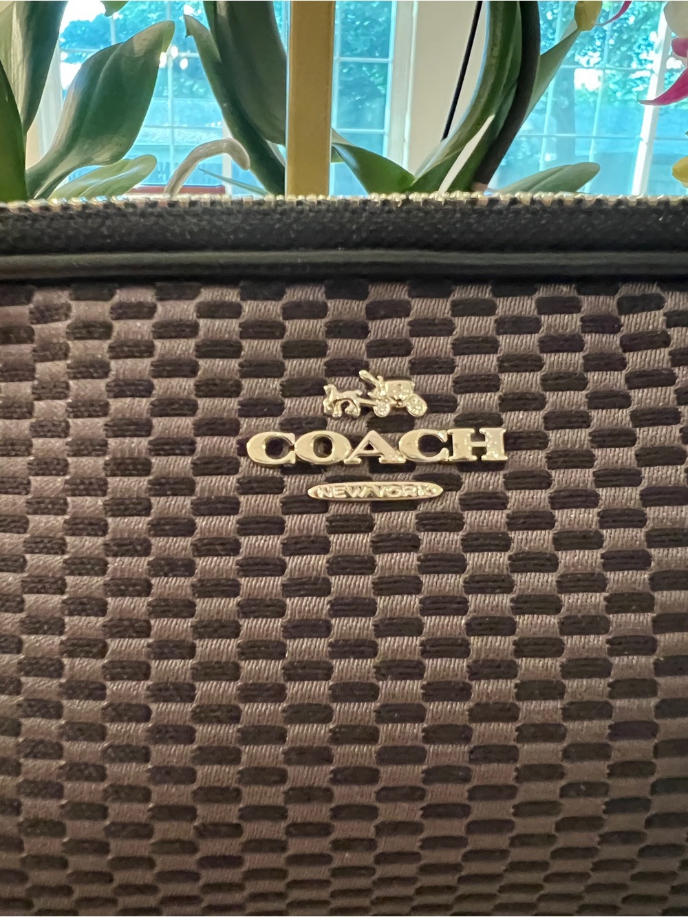 Coach Black Textured Jacquard Adjustable Crossbody Camera Bag Double Zip EUC - Picture 3 of 8